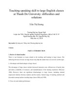 Teaching speaking skill to large English classes at Thanh Do University difficulties and solutions