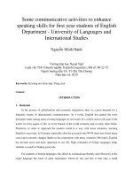 Some communicative activities to enhance speaking skills for first year students of English Department - University of Languages and International Studies