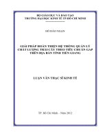 Giải pháp hoàn thiện hệ thống quản lý chất lượng trái cây theo tiêu chuẩn GAP trên địa bàn tỉnh Tiền Giang