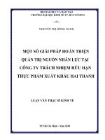 Một số giải pháp hoàn thiện quản trị nguồn nhân lực tại công ty TNHH thực phẩm xuất khẩu Hai Thanh