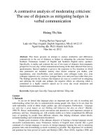 A contrastive analysis of moderating criticism The use of disjuncts as mitigating hedges in verbal communication