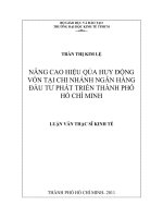 Nâng cao hiệu quản huy động vốn tại chi nhánh Ngân hàng đầu tư và phát triển thành phố Hồ Chí Minh