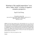 Meanings of the english prepositions “over, above, under, below” in terms of cognitive semantics perspective
