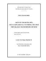 Nhân tố ảnh hưởng đến chất lượng dịch vụ văn phòng cho thuê trên đại bàn thành phố Hồ Chí Minh