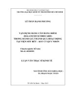 Luận văn thạc sĩ Vận dụng bảng cân bằng điểm (Balance Scorecard) trong đánh giá thành quả hoạt động tại Viện Sốt rét - Ký sinh trùng, côn trùng Quy Nhơn