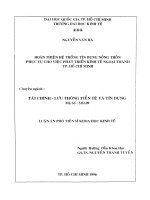 HOÀN THIỆN HỆ THỐNG TÍN DỤNG NÔNG THÔN PHỤC VỤ CHO VIỆC PHÁT TRIỂN K