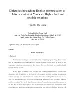 Dificulties in teaching English pronunciation to 11-form student at Yen Vien High school and possible solutions