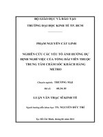 Nghiên cứu các yếu tố ảnh hưởng dự định nghỉ việc của tổng đài viên thuộc trung tâm chăm sóc khách hàng Metro