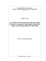 Các nhân tố ảnh hưởng đến dự định sử dụng Internet trên điện thoại di động tại thành phố Hồ Chí Minh