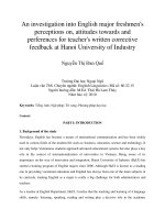 An investigation into English major freshmen's perceptions on, attitudes towards and perferences for teacher's written corrective feedback at HU