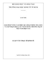 Giải pháp nâng cao hiệu quả hoạt động mua bán và sáp nhập (M&A) các Ngân hàng thương mại ở Việt Nam hiện nay