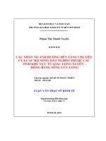 Các nhân tố ảnh hưởng đến tăng chi tiêu của các hộ nông dân nghèo thuộc các tỉnh tỉnh tư giác Long Xuyên - Đồng bằng Sông Cửu Long