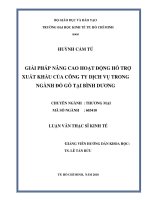Giải pháp nâng cao hoạt động hỗ trợ xuất khẩu của công ty dịch vụ trong ngành đồ gỗ tại Bình Dương