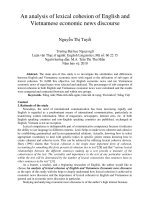 An analysis of lexical cohesion of English and Vietnamese economic news discourse