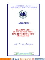 Huy động vốn để đầu tư phát triển kinh tế đối với tỉnh Đồng Tháp đến năm 2020