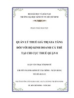 Quản lý thuế giá trị gia tăng hộ kinh doanh cá thể tại chi cục thuế quận 8