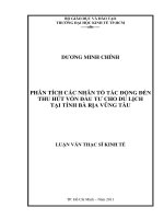 PHÂN TÍCH CÁC NHÂN TỐ TÁC ĐỘNG ĐẾN THU HÚT VỐN ĐẦU TƯ CHO DU LỊCH TẠI TỈNH BÀ RỊA VŨNG TÀU