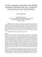 A study on pragmatic equivalence in the English Vietnamese translation of the story Confession of an economic hit man by John Perkins