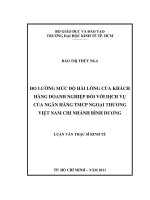 Đo lường mức độ hài lòng của khách hàng doanh nghiệp đối với dịch vụ của Ngân hàng thương mại cổ phần Ngoại Thương Việt Nam chi nhánh Bình Dương