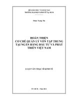 Hoàn thiện cơ chế quản lý vốn tập trung tại Ngân hàng Đầu tư và Phát triển Việt Nam