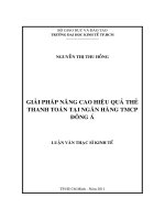 Giải pháp nâng cao hiệu quả thẻ thanh toán tại Ngân hàng TMCP Đông Á