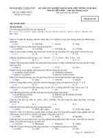 Đề thi tốt nghiệp Trung học phổ thông năm 2014 môn Hóa học - Giáo dục thường xuyên