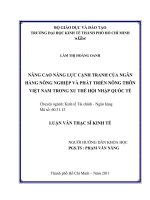 Nâng cao năng lực cạnh tranh của Ngân hàng Nông nghiệp và Phát triển Nông thôn Việt Nam trong xu thế hội nhập quốc tế