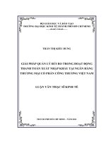 Giải pháp quản lý rủi ro trong hoạt động thanh toán xuất nhập khẩu tại Ngân hàng thương mại cổ phần Công Thương Việt Nam