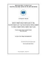 Hoàn thiện hoạt động quản trị nguồn nhân lực tại Ngân hàng nông nghiệp và phát triển nông thôn Việt Nam