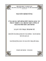 Ứng dụng mô hình PPP trong đầu tư phát triển các bệnh viện công ở thành phố Hồ Chí Minh