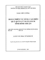 Hoàn thiện và nâng cao hiệu quả quản lý ngân sách tỉnh Bình Thuận