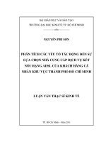 Phân tích các yếu tố tác động đến sự lựa chọn nhà cung cấp dịch vụ kết nối mạng ADSL của khách hàng cá nhân khu vực thành phố Hồ Chí Minh