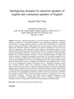 Apologizing strategies by american speakers of english and vietnamese speakers of English