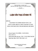 Giải pháp tài chính nhằm nâng cao chất lượng dịch vụ phát thanh của đài tiếng nói nhân dân thành phố Hồ Chí Minh