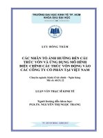 Các nhân tố ảnh hưởng đến cấu trúc vốn và ứng dụng mô hình điều chỉnh cấu trúc vốn động vào các công ty cổ phần tại Việt Nam