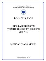 Minh bạch thông tin trên thị trường bất động sản Việt Nam
