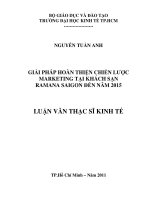 Giải pháp hoàn thiện chiến lược marketing tại khách sạn Ramana Saigon đến năm 2015