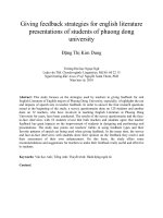 Giving feedback strategies for english literature presentations of students of phuong dong university