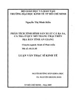 Luận văn thạc sĩ Phân tích tình hình sản xuất cá Basa, cá Tra ở quy mô trang trại trên địa bàn tỉnh An Giang