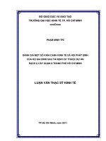 Đánh giá một số khía cạnh kinh tế xã hội phát sinh của hộ gia đình sau tái định cư thuộc dự án Rạch Ụ Cây quận 8  thành phố Hồ Chí Minh