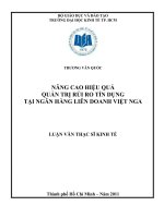 Nâng cao hiệu quả quản trị rủi ro tín dụng tại Ngân hàng liên doanh Việt Nga