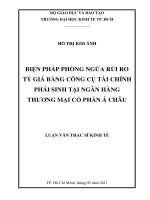 Biện pháp phòng ngừa rủi ro tỷ giá bằng công cụ tài chính phái sinh tại Ngân hàng thương mại cổ phần Á châu