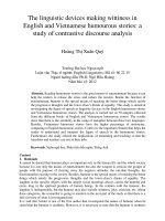 The linguistic devices making wittiness in English and Vietnamese humourous stories a study of contrastive discourse analysis