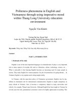 Politeness phenomena in English and Vietnamese through using imperative mood within Thang Long University education environment