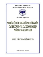 Nghiên cứu các nhân tố ảnh hưởng đến cấu trúc vốn của các doanh nghiệp Ngành Cao su Việt Nam