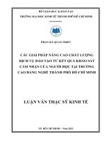 Các giải pháp nâng cao chất lượng dịch vụ đào tạo từ kết quả khảo sát cảm nhận của người học tại Trường Cao đẳng Nghề thành phố Hồ Chí Minh