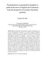 Nominalization as grammatical metaphor in political discourse in English and Vietnamese from the perspective of systemic functional grammar