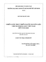 Luận văn thạc sĩ CHIẾN LƯỢC PHÁT TRIỂN NGUỒN NGUYÊN LIỆU CHO NGÀNH DA GIÀY VIỆT NAM ĐẾN NĂM 2010