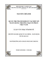 Quản trị thanh khoản tại một số ngân hàng thương mại cổ phần Việt Nam