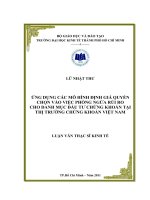 Ứng dụng các mô hình định giá quyền chọc vào việc phòng ngừa rủi ro cho danh mục đầu tư chứng khoán tại thị trường chứng khoán Việt Nam